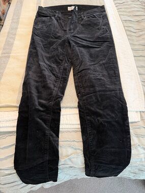 LOFT Black velvet Pants with Branded Button